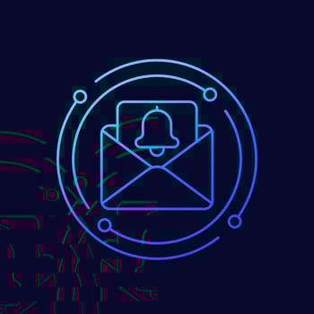 mail notification line icon, vector