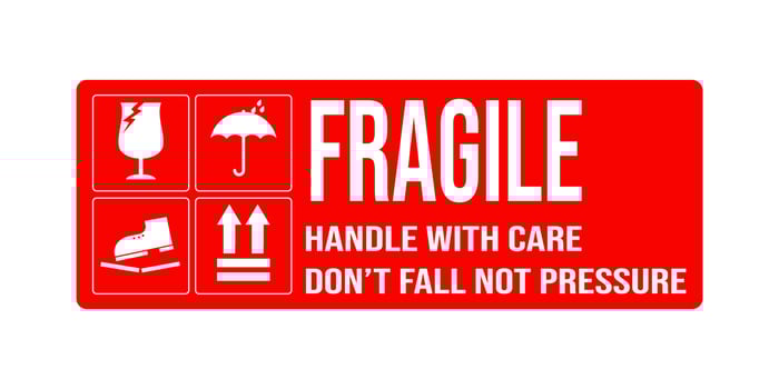 printable fragile for shipping packages label. vector