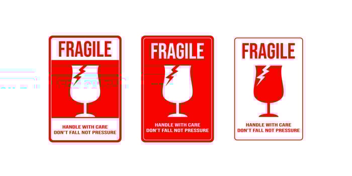 printable fragile for shipping packages label. vector