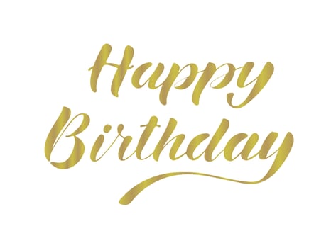 Vector illustration. Happy birthday lettering gold effect.