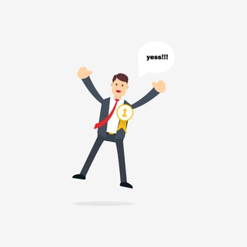 The Businessman who is happy for being the Best Employee vector