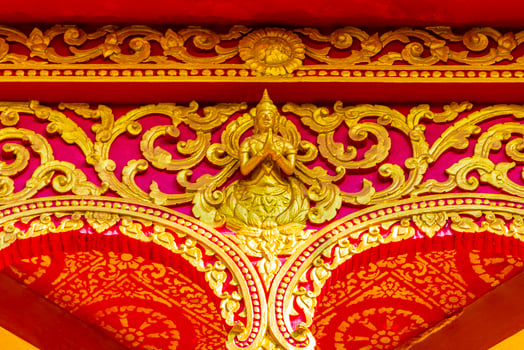 Wat Phol Phao buddhist temple details architecture Luang Prabang Laos. photo