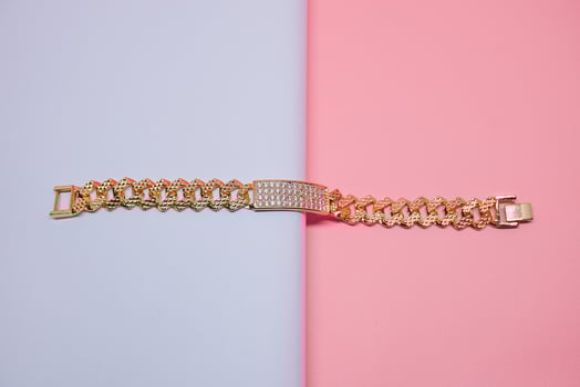 photo of box bracelet decorated with sparkling gems