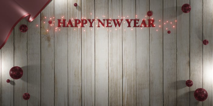 new year and christmas background wooden floor backdrop ribbon and ball glitter decoration luxury photo