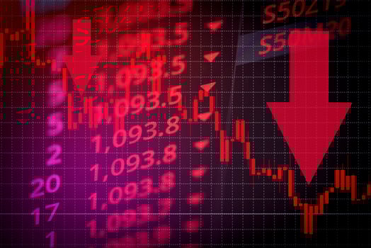 recession economy stock crash red market trade war economic world financial business and stock crisis and markets down because of pandemic coronavirus COVID-2019 or relationship usa china photo