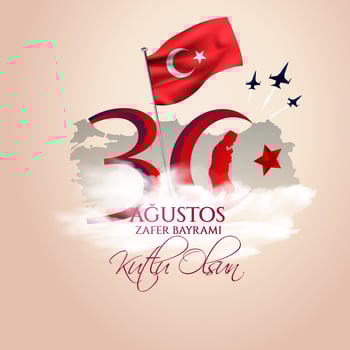 Turkey National Celebration Card, Badge, Banner or Poster Vector Design 30 agustos zafer bayrami kutlu olsun, English translate, Happy August 30, Victory Day