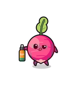 cute radish holding mosquito repellent vector