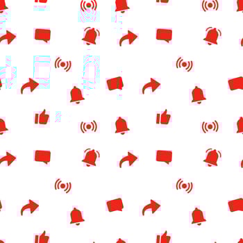 Seamless pattern with red video social media icons. vector
