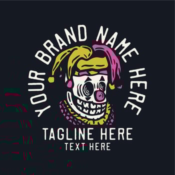smiling clown skeleton vintage t shirt design template vector