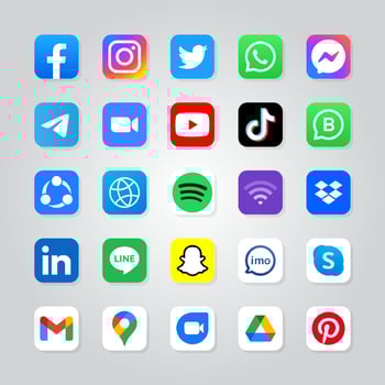 Set of 25 popular social media logo vector