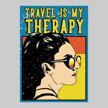 outdoor poster design travel is my therapy vintage illustration vector