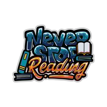 t shirt design never stop reading graffiti vector illustration