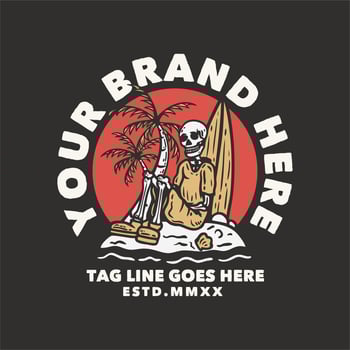 skeleton on the beach vintage t shirt design template vector