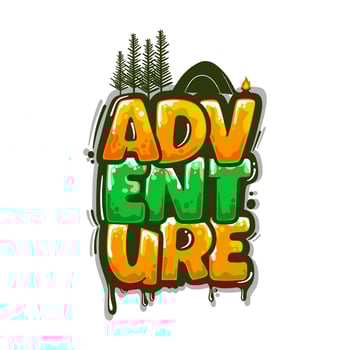 camp adventure graffiti lettering design vector