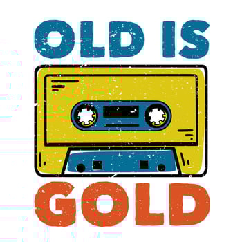 T-shirt design slogan typography old is gold with tape cassette vintage illustration vector