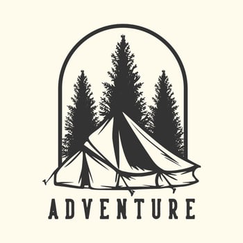 logo design adventure with camping tent vintage illustration vector