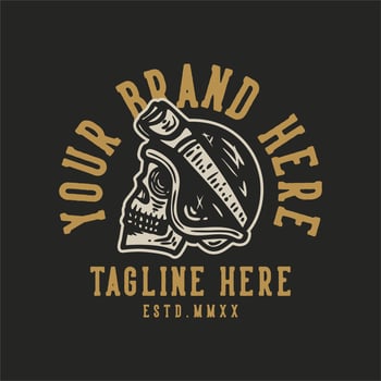 skull wearing helmet vintage t shirt design template vector