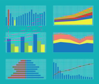 Set of Graphs and Charts. Data and Statistic, Informative Infographics. Vector Illustration.