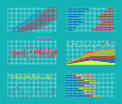 Set of Graphs and Charts. Data and Statistic, Informative Infographics. Vector Illustration.
