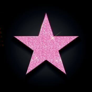 Rose Gold shiny star on black background Vector Illustration