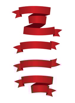 Beautiful Red Ribbon Label Vector Illustration