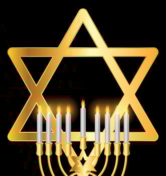Happy Hanukkah, Jewish Holiday Background. Vector Illustration. Hanukkah is the name of the Jewish holiday.