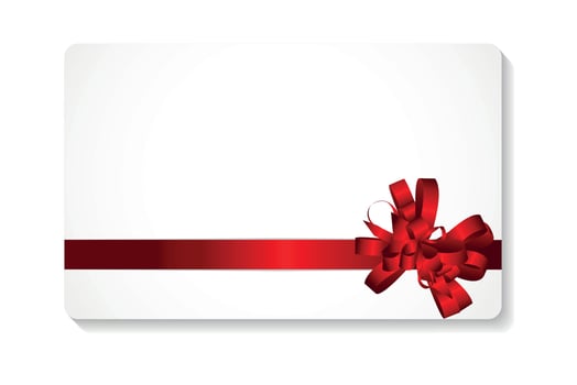 Gift Card with Red Bow and Ribbon Vector Illustration