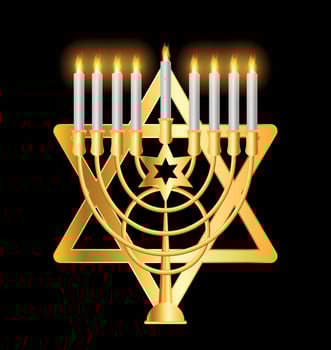 Happy Hanukkah, Jewish Holiday Background. Vector Illustration. Hanukkah is the name of the Jewish holiday.