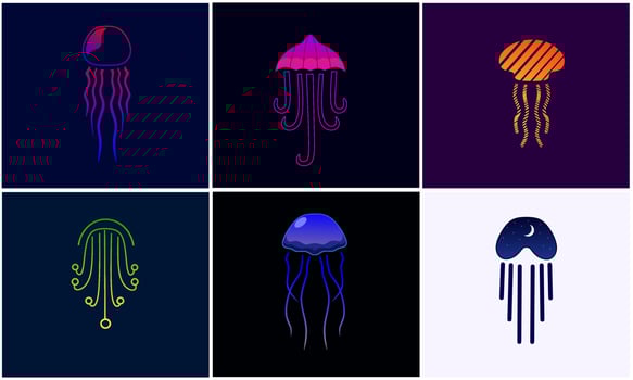 Set logo jellyfish vector