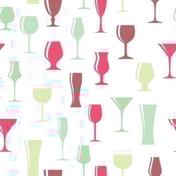 Alcoholic Glass Silhouette Seamless Pattern Background Vector Illustration