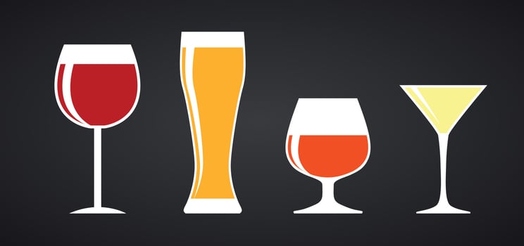 Set of Black Alcoholic Glass Silhouette Vector Illustration