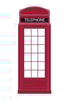 Red Telephone Box Icon Vector Illustration