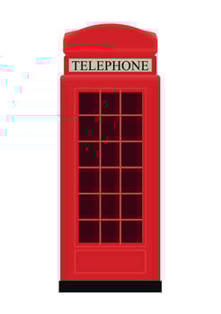 Red Telephone Box Icon Vector Illustration