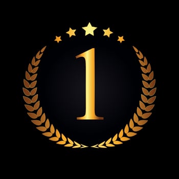 First Place Gold Laurel Design Label Vector Illustration