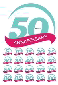 Template Logo Anniversary Set Vector Illustration