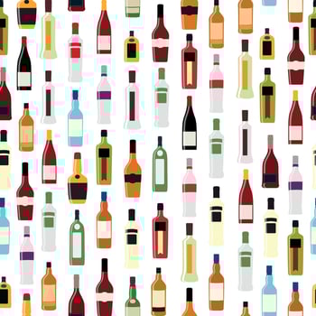 Vector Illustration of Silhouette Alcohol Bottle Seamless Pattern Background