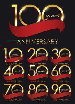 Template Logo Set of Anniversary Vector Illustration