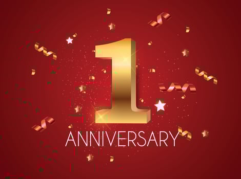 Template Logo 1 Years Anniversary Vector Illustration