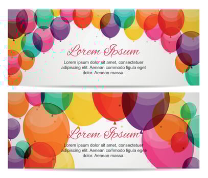 Color glossy balloons birthday party card background. vector illustration