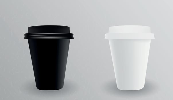 White and black paper cup for hot. Vector Illustration