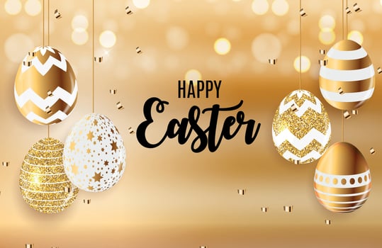 Happy Easter Cute Sale Poster  Background with Eggs. Vector Illustration