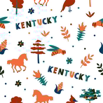 USA collection. Vector illustration of Kentucky theme. State Symbols