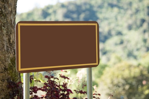 Blank Sign in the garden photo