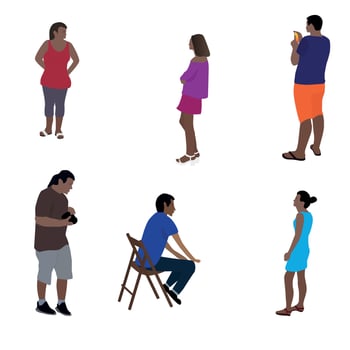 Colorfull Silhouettes of People Vector Illustration.