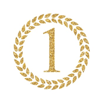 Art Golden Medal Icon Sign First Place. Vector Illustration