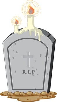 Light candle melting on gravestone vector