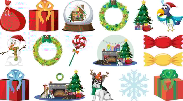 Isolated Christmas Objects And Elements Set vector