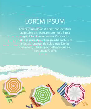 Summer Time Background. Sunny Beach in Flat Design Style Vector Illustration