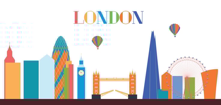 UK, Silhouette London city background. Vector Illustration.