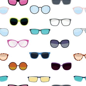 Hipster Summer Sunglasses Fashion Glasses Collection Seamless Pattern Background Vector Illustration